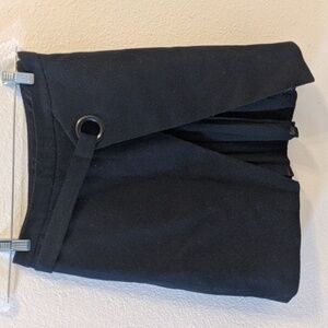 Black Wool Wrap Short Skirt